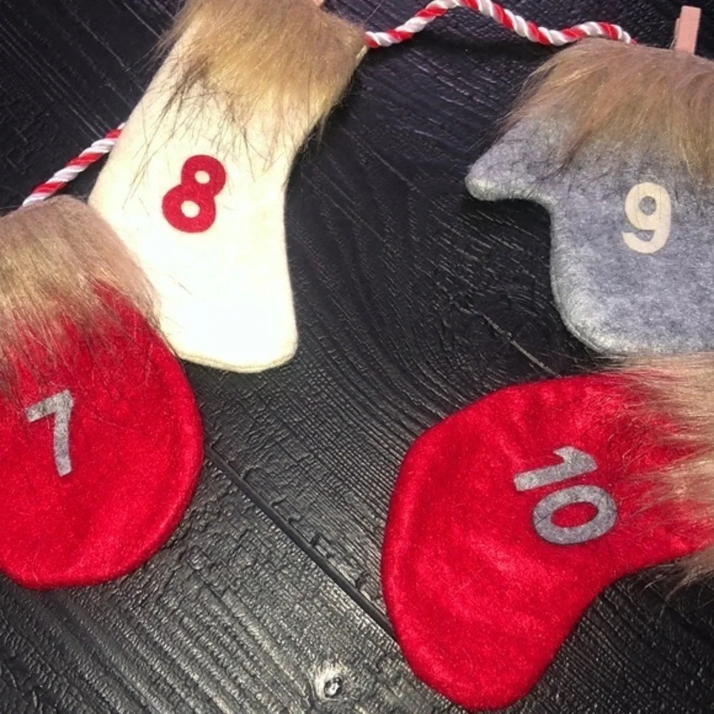 Holiday Farmhouse Countdown To Christmas Mantle Garland Mittens New‎